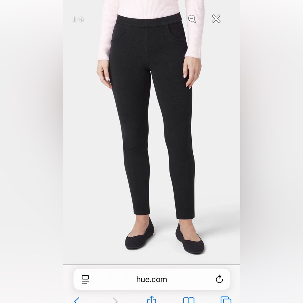 HUE Butter Twill Jean Style Leggings Black XXL